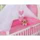 Conjunto de cama bebé  5 elementos coração rosa  forte
